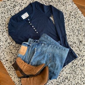 Aeropostal Blue Navy Shirt Long Sleeve